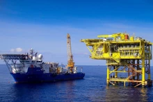 Oil and gas extraction at the Te Giac Trang (White Rhino) field.