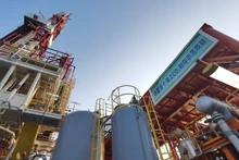 A carbon capture and storage system on the Enping 15-1 oil platform, 200 kilometres southwest of Shenzhen (China), on June 1, 2023. (Photo: Xinhua/VNA)