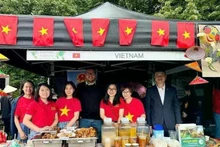Vietnamese booth is well decorated (Photo: VNA)