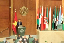 President Luong Cuong delivers a policy speech at the Arab League. (Photo: XUAN KY)