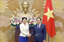National Assembly Chairman Tran Thanh Man (R) and Chairwoman Obuchi Yuko of the Japan-Viet Nam Parliamentary Friendship Alliance in Ha Noi on August 7, 2025. Photo: VNA