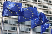 The European Union flag in Brussels, Belgium. (Photo: Xinhua/VNA)