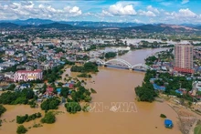 The central area of Thai Nguyen province is deeply submerged in floodwater. (Photo: VNA)
