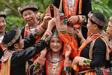 Bridal costumes of Red Dao women in Tan Linh, Lao Cai.
