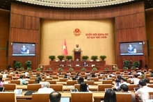 The National Assembly discussed in the hall about a draft law amending 7 laws on the afternoon of May 23. (Photo: Bui Giang)