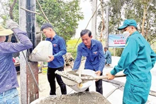 Many organisations in Thanh Hoa District, old Long An Province, are helping people to eliminate temporary and dilapidated houses. (Photo: NDO)