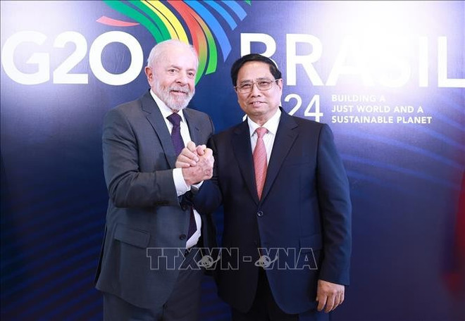 Brazilian President Luiz Inácio Lula da Silva (L) and Prime Minister Pham Minh Chinh. (Photo: VNA) Brazilian President Luiz Inácio Lula da Silva (L) and Prime Minister Pham Minh Chinh. (Photo: VNA)