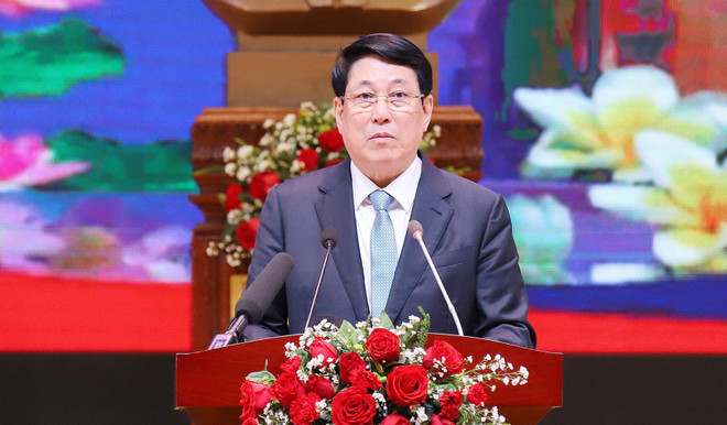 State President Luong Cuong speaks at the event. (Photo: VNA)