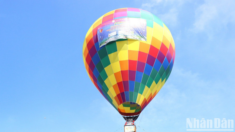 A hot air balloon soaring during the opening ceremony.