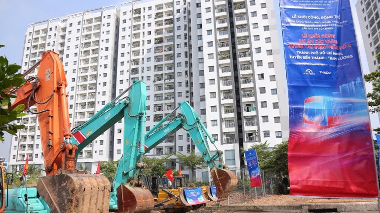 The commencement of Metro Line No. 2 at this stage is particularly significant, as site clearance has been completed and project funding has been converted to the city budget. (Photo: QUY HIEN)