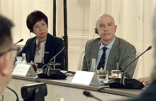 General Director of the Viet Nam News Agency Vu Viet Trang (L) at the meeting. (Photo: VNA) General Director of the Viet Nam News Agency Vu Viet Trang (L) at the meeting. (Photo: VNA)