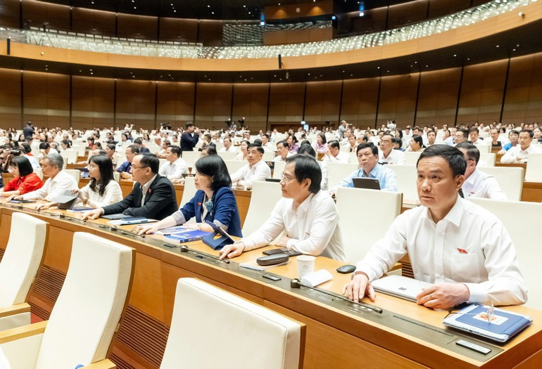 NA deputies vote to pass a National Assembly resolution on amending and supplementing a number of articles of the 2013 Constitution. (Photo: DANG ANH) NA deputies vote to pass a National Assembly resolution on amending and supplementing a number of articles of the 2013 Constitution. (Photo: DANG ANH)
