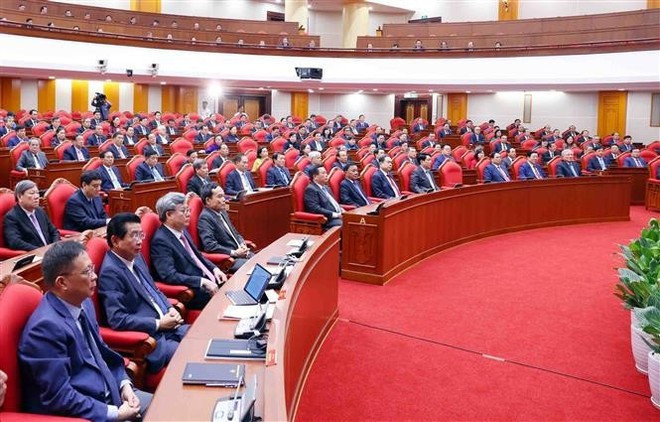 At the closing session of the 12th plenary meeting of the 13th Central Party Committee. (Photo: VNA) At the closing session of the 12th plenary meeting of the 13th Central Party Committee. (Photo: VNA)