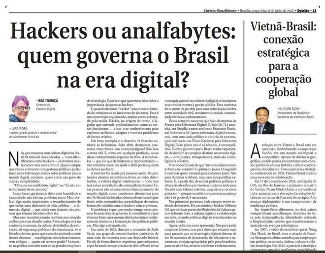 The article on Brazil's Correio Braziliense newspaper on July 8. (Photo: VNA) vietnam-brazil-2.jpg