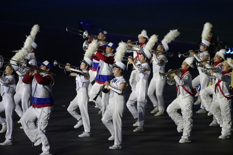A performance by the host nation’s trumpet band added to the festive atmosphere.