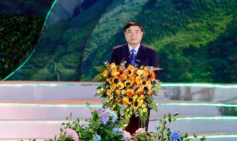 Tran Quoc Cuong, Party Central Committee Member and Dien Bien Provincial Party Secretary, speaks at the opening ceremony. Tran Quoc Cuong, Party Central Committee Member and Dien Bien Provincial Party Secretary, speaks at the opening ceremony.