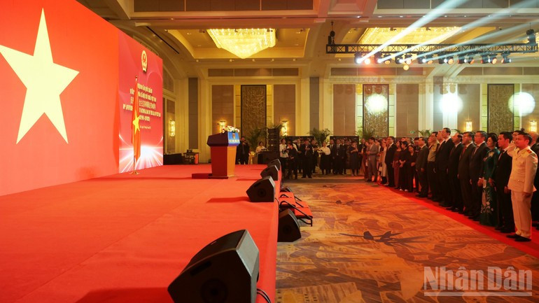 The ceremony includes the flag-raising and the singing of the Vietnamese national anthem. The ceremony includes the flag-raising and the singing of the Vietnamese national anthem.