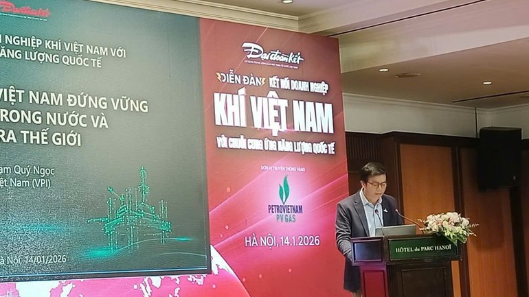 Dr. Pham Quy Ngoc from the Viet Nam Petroleum Institute presents a paper at the forum.