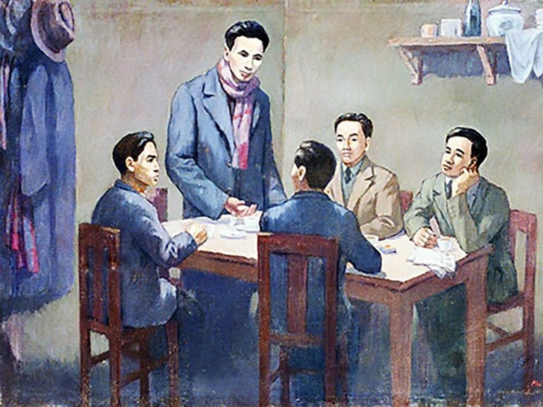 The conference to establish the Communist Party of Viet Nam on February 3, 1930. (Photo of the painting by artist Phi Hoanh, on display at the Viet Nam National Museum of History) The conference to establish the Communist Party of Viet Nam on February 3, 1930. (Photo of the painting by artist Phi Hoanh, on display at the Viet Nam National Museum of History)
