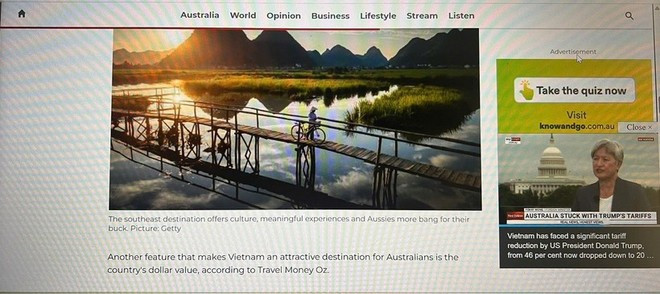 A screenshot photo of the article on Sky News Australia website (Photo:VNA) A screenshot photo of the article on Sky News Australia website (Photo:VNA)
