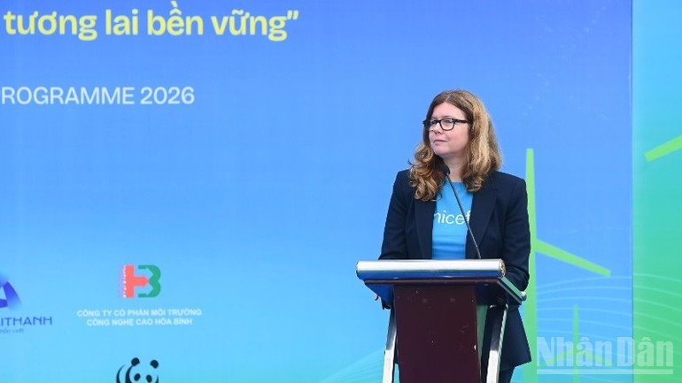 Silvia Danailov, UNICEF Representative in Viet Nam, speaks at the event.