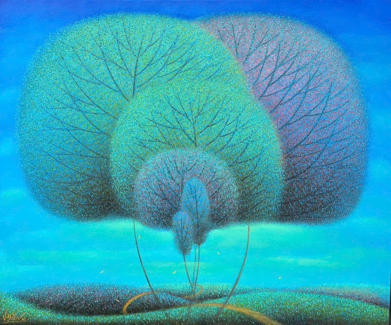 The painting titled “Spring arrives” by Vu Cong Dien, oil on canvas, 100x120 cm. The painting titled “Spring arrives” by Vu Cong Dien, oil on canvas, 100x120 cm.