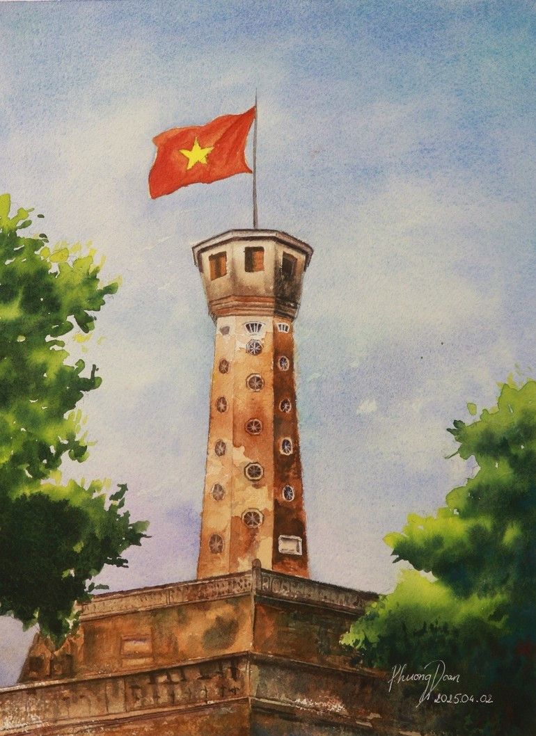 Artwork “Flag tower in the capital city” by Phuong Doan. Artwork “Flag tower in the capital city” by Phuong Doan.