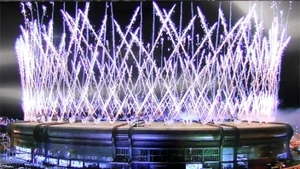 A fireworks display kicks off the opening ceremony 