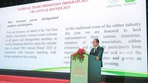 Le Thanh Hung, Chairman of the Viet Nam Rubber Association and President cum CEO of the Viet Nam Rubber Industry Group (VRG), speaks at the conference.