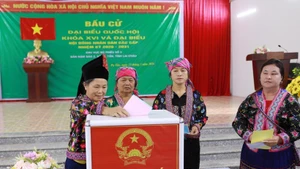 Voters in Nam Sao 2 village, Pa Tan commune of Lai Chau cast their ballots on March 15 (Photo: VNA)