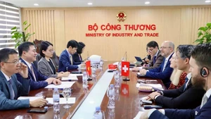 The meeting between Deputy Minister of Industry and Trade Nguyen Sinh Nhat Tan and Director of Switzerland’s State Secretariat for Economic Affairs Helene Budliger Artieda in Ha Noi on March 16. (Photo: moit.gov.vn)