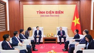 Secretary of the Dien Bien Party Committee Tran Tien Dung receives a delegation of the Embassy of Japan on March 9. (Photo: VNA)
