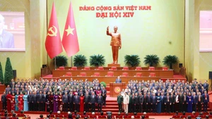 Members of the 14th Party Central Committee make their debut at the 14th National Party Congress. (Photo: VNA)