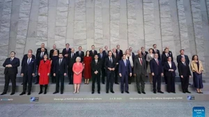 Representatives of member states attend the NATO foreign ministers’ meeting at the organisation’s headquarters in Brussels, Belgium, on April 3, 2025. (Photo: Xinhua)