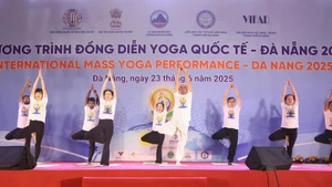 A large-scale yoga performance (Photo: VNA)