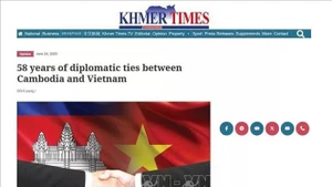 The article titled “58 Years of Diplomatic Relations Between Cambodia and Viet Nam” by scholar Uch Leang published on Cambodia’s Khmer Times on June 24, 2025. (Photo published by VNA)
