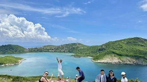 Visitors exploring the natural beauty of Con Dao.