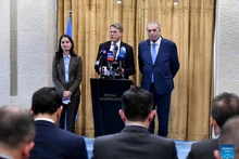 Samuel Zbogar, Slovenia's permanent UN representative and Security Council president for December, speaks during a press briefing in Damascus, Syria, Dec. 4, 2025. A United Nations Security Council (UNSC) delegation made a rare visit to Syria on Thursday, marking a high-level engagement with Syrian authorities since they took power following the ouster of former President Bashar al-Assad in December 2024. (Photo: Xinhua)