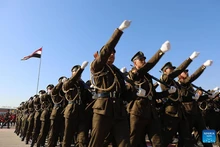 Iraqi soldiers take part in a military parade to celebrate the Iraqi Army Day in Baghdad, Iraq, on Jan. 6, 2026. (Photo: Xinhua)