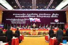 This photo taken on Jan. 6, 2026 shows a scene at the opening ceremony of the 12th National Congress of the Lao People's Revolutionary Party (LPRP) in Vientiane, capital of Laos. The 12th National Congress of the LPRP opened on Tuesday morning in the capital city. (Lao News Agency/Handout via Xinhua)