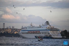 This file photo taken on Nov. 24, 2025 shows the cruise ship Astoria Grande docked in Istanbul, Türkiye. Foreign tourist arrivals in Türkiye reached 2.8 million in November, highlighting the country's sustained tourism growth, as the total number of foreign visitors reached 50.06 million in the first 11 months of the year, according to statistics released by the Ministry of Culture and Tourism on December 22. (Photo: Xinhua)