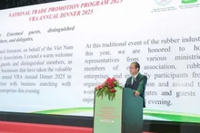 Le Thanh Hung, Chairman of the Viet Nam Rubber Association and President cum CEO of the Viet Nam Rubber Industry Group (VRG), speaks at the conference.