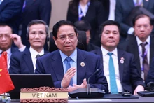 Prime Minister Pham Minh Chinh (C) attends the 26th ASEAN-RoK Summit. (Photo: VNA)