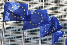 The European Union flag in Brussels, Belgium. (Photo: Xinhua/VNA)