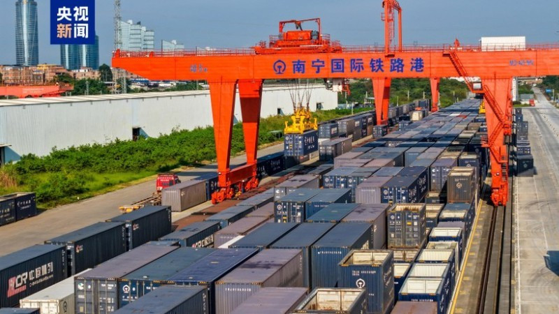 A corner of the Nanning International Railway Port. (Photo: CCTV)
