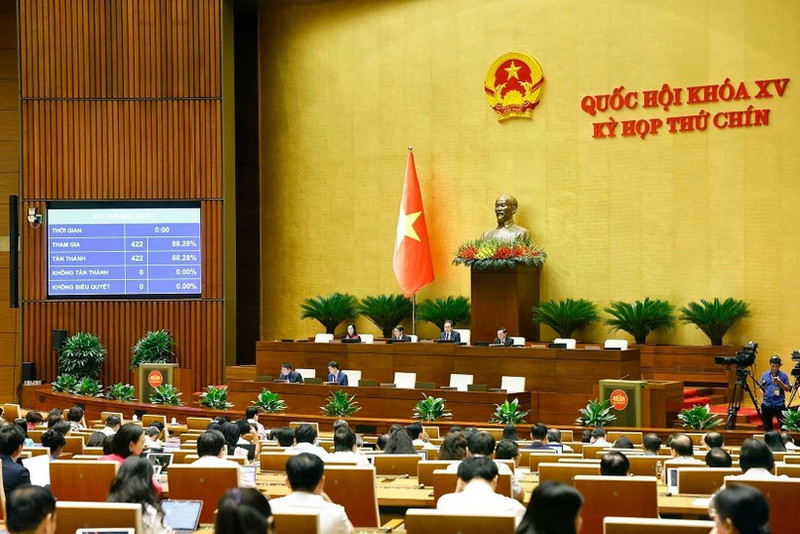 The NA adopts the Resolution on the establishment of the National Election Council. (Photo: VNA)