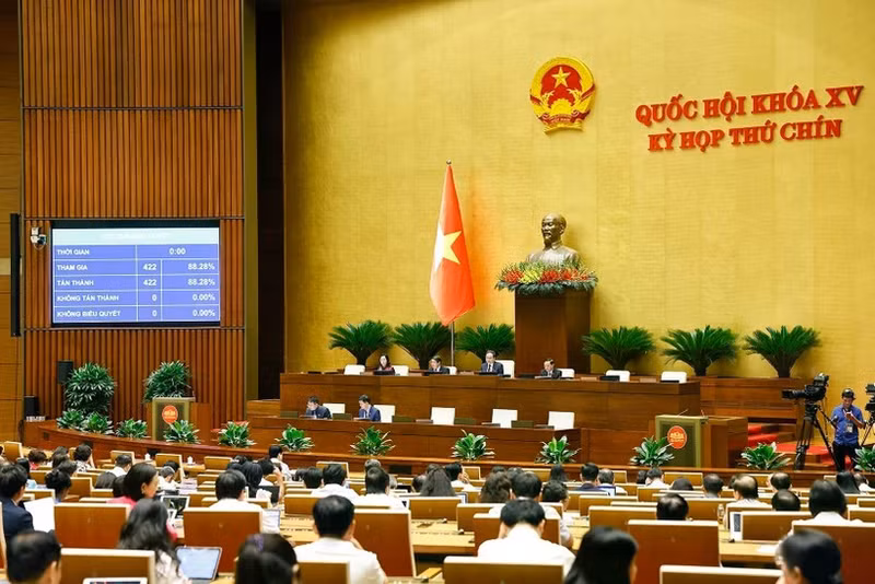 The NA adopts the Resolution on the establishment of the National Election Council. (Photo: VNA)