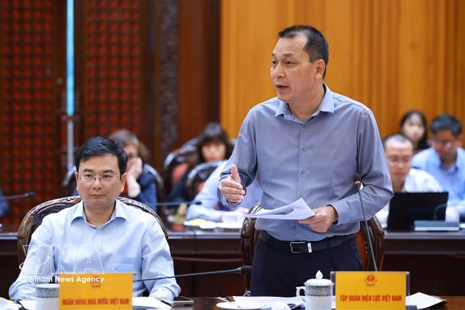 Chairman of the Viet Nam Electricity Group Dang Hoang An speaks at the meeting. (Photo: VNA)