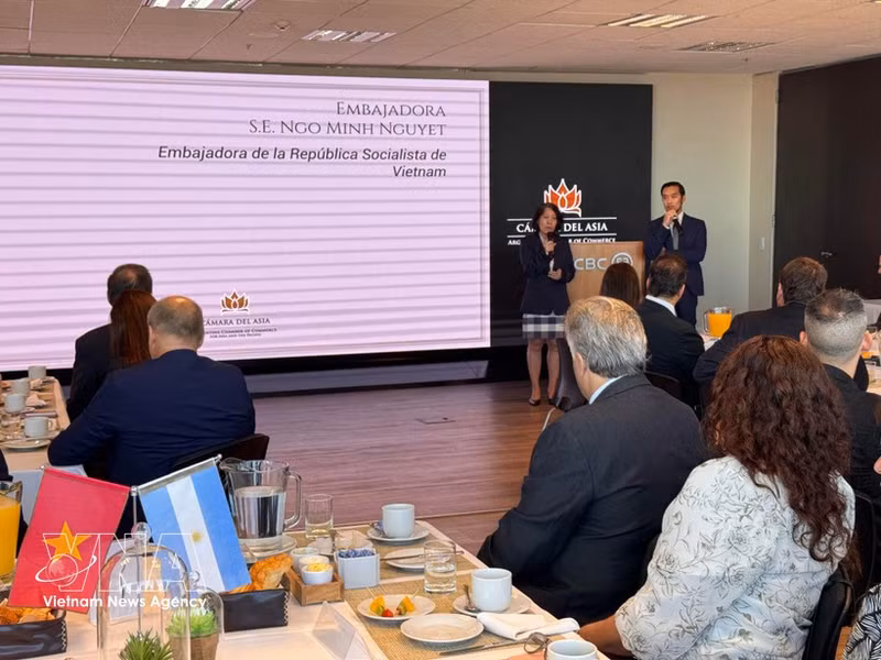 Vietnamese Ambassador to Argentina Ngo Minh Nguyet speaks at the event. (Photo: VNA)