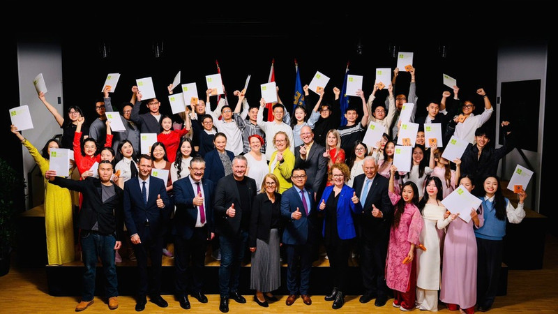 At the graduation ceremony 